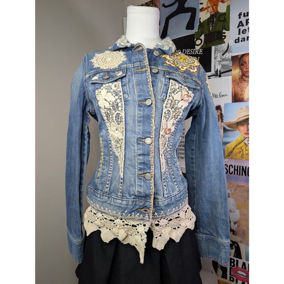 Old Navy Jackets & Blazers - Vintage Boho Lace Denim Jacket